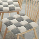 Gray & cream plaid corduroy cushion dining room chair pad by Decorbites