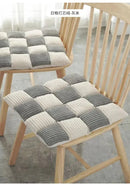 Gray & cream plaid corduroy cushion dining room chair pad by Decorbites