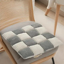 Gray & cream plaid corduroy cushion dining room chair pad by Decorbites