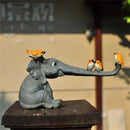 Gray elephant bird rabbit figurines living room resin decor by Decorbites