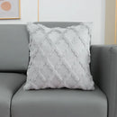 Gray fluffy embroidery cushion cover living room woven textured decor by Decorbites