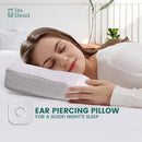 Gray hexagonal textured ear hole sleeper pillow bedroom comfort by Decorbites
