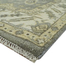 Gray, Ivory and Beige 6x8.8 Hand Knotted Traditional Oushak wool area rug by The Rug Decor
