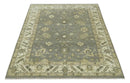 Gray, Ivory and Beige 6x8.8 Hand Knotted Traditional Oushak wool area rug by The Rug Decor