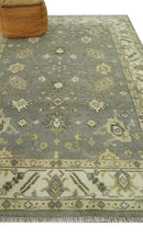 Gray, Ivory and Beige 6x8.8 Hand Knotted Traditional Oushak wool area rug by The Rug Decor
