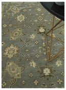 Gray, Ivory and Beige 6x8.8 Hand Knotted Traditional Oushak wool area rug by The Rug Decor