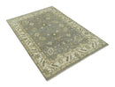 Gray, Ivory and Beige 6x8.8 Hand Knotted Traditional Oushak wool area rug by The Rug Decor