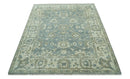 Gray, Ivory and Green Hand Knotted Traditional Oriental Oushak 9x12 wool Area Rug by The Rug Decor