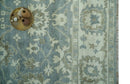 Gray, Ivory and Green Hand Knotted Traditional Oriental Oushak 9x12 wool Area Rug by The Rug Decor