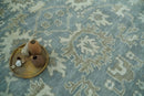 Gray, Ivory and Green Hand Knotted Traditional Oriental Oushak 9x12 wool Area Rug by The Rug Decor