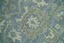Gray, Ivory and Green Hand Knotted Traditional Oriental Oushak 9x12 wool Area Rug by The Rug Decor
