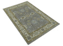 Gray, Ivory and Olive 6x9 Hand Knotted Traditional Oushak wool area rug by The Rug Decor