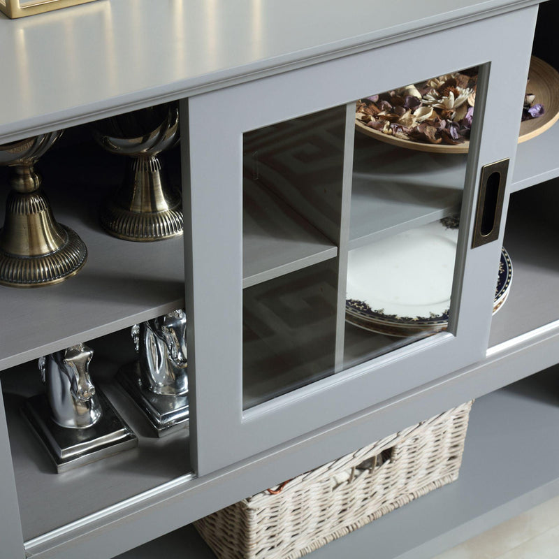 Gray MDF Console Cabinet with Sliding Door