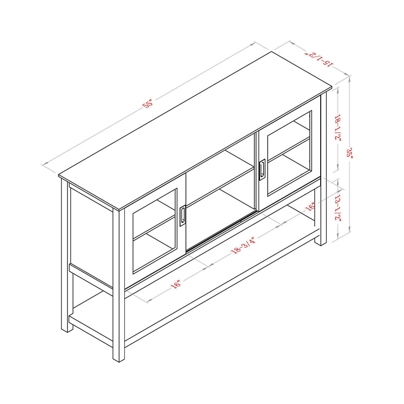 Gray MDF Console Cabinet with Sliding Door
