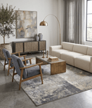 Gray Modern Abstract Handwoven Wool And Viscose Area Rug 8x10