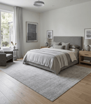 Gray Modern Hand Knotted Wool and Viscose Blend Area Rug 8x10