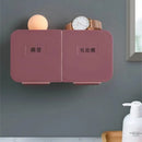 Gray & peach cotton swab holder bathroom wall organizer compartment by Decorbites