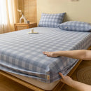 GobekUsa Coarse Cloth Prue Cotton Queen Fitted Sheet Set with Pillowcases