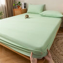 GobekUsa Coarse Cloth Prue Cotton Queen Fitted Sheet Set with Pillowcases
