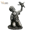 Gray resin super nurse angel boy statue living room decor by Decorbites