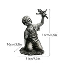 Gray resin super nurse angel boy statue living room decor by Decorbites