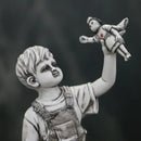 Gray resin super nurse angel boy statue living room decor by Decorbites