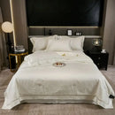 GobekUsa Eucalyptus Fiber Jacquard Summer Quilt Set with Soft Silky Comforter, Sheet, Pillowcases