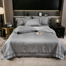 GobekUsa Eucalyptus Fiber Jacquard Summer Quilt Set with Soft Silky Comforter, Sheet, Pillowcases