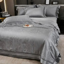 GobekUsa Eucalyptus Fiber Jacquard Summer Quilt Set with Soft Silky Comforter, Sheet, Pillowcases