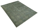 Gray, Silver and Charcoal Hand Knotted antique look Traditional Oushak 8x10 wool area Rug