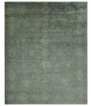 Gray, Silver and Charcoal Hand Knotted antique look Traditional Oushak 8x10 wool area Rug