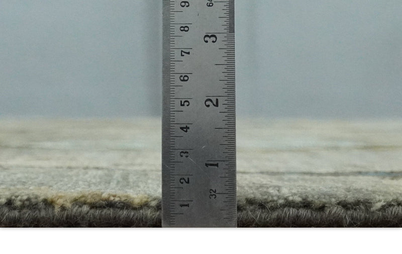 Gray, Teal, Beige and Silver Antique Ikat Design 8x10 wool Area Rug