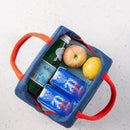 Gray textured insulated lunch bag kitchen thermal tote with leather handles by Decorbites