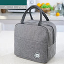 Gray textured insulated lunch bag kitchen thermal tote with leather handles by Decorbites