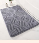 Gray textured striped floor mat bathroom non slip carpet by Decorbites