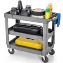 3-Tier Utility Cart with 550 LBS Max Load and Adjustable Middle Shelf-Gray by LJGDeals