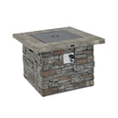 34.5 Inch Square Propane Gas Fire Pit Table with Lava Rock and PVC Cover-Gray by LJGDeals