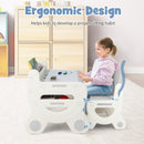 Kids Drawing Table and Chair Set with Watercolor Pens and Blackboard Eraser