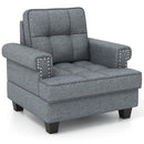 Mid-century Modern Accent Armchair Tufted Linen Club Chair