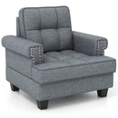 Mid-century Modern Accent Armchair Tufted Linen Club Chair by LJGDeals