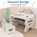 Kids Drawing Table and Chair Set with Watercolor Pens and Blackboard Eraser by LJGDeals