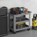 3-Tier Utility Cart with 550 LBS Max Load and Adjustable Middle Shelf-Gray by LJGDeals