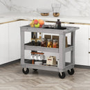 3-Tier Utility Cart with 550 LBS Max Load and Adjustable Middle Shelf-Gray by LJGDeals