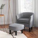 Barrel Club Chair with Ottoman Set Linen Fabric Accent Chair with Footrest by LJGDeals