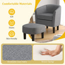 Barrel Club Chair with Ottoman Set Linen Fabric Accent Chair with Footrest by LJGDeals