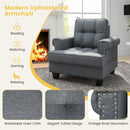 Mid-century Modern Accent Armchair Tufted Linen Club Chair by LJGDeals