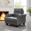 Mid-century Modern Accent Armchair Tufted Linen Club Chair by LJGDeals