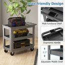 3-Tier Utility Cart with 550 LBS Max Load and Adjustable Middle Shelf-Gray by LJGDeals