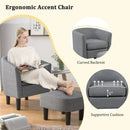 Barrel Club Chair with Ottoman Set Linen Fabric Accent Chair with Footrest by DirectDeals
