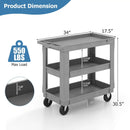 3-Tier Utility Cart with 550 LBS Max Load and Adjustable Middle Shelf-Gray by LJGDeals